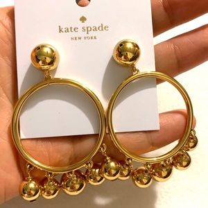 Kate Spade Gold Ball Bauble Drop Hoop Earrings